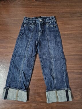 White House Black Market Dark Blue Skinny Jeans with Cuffed Hem